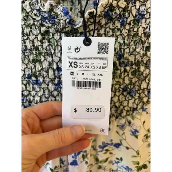 NWTs Sold Out Zara Printed Rustic Floral Dress Smocked size xs $90 A27 - Picture 10 of 11